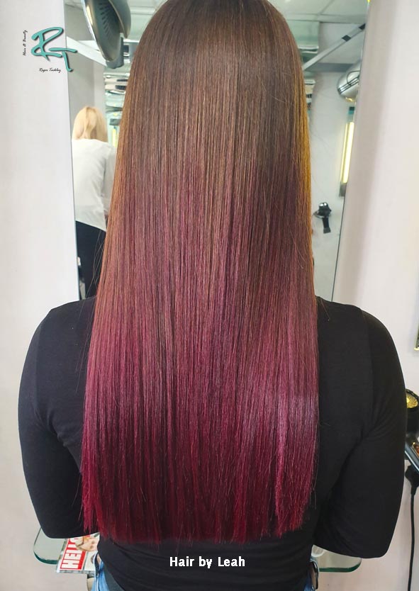 long hair ombre maroon